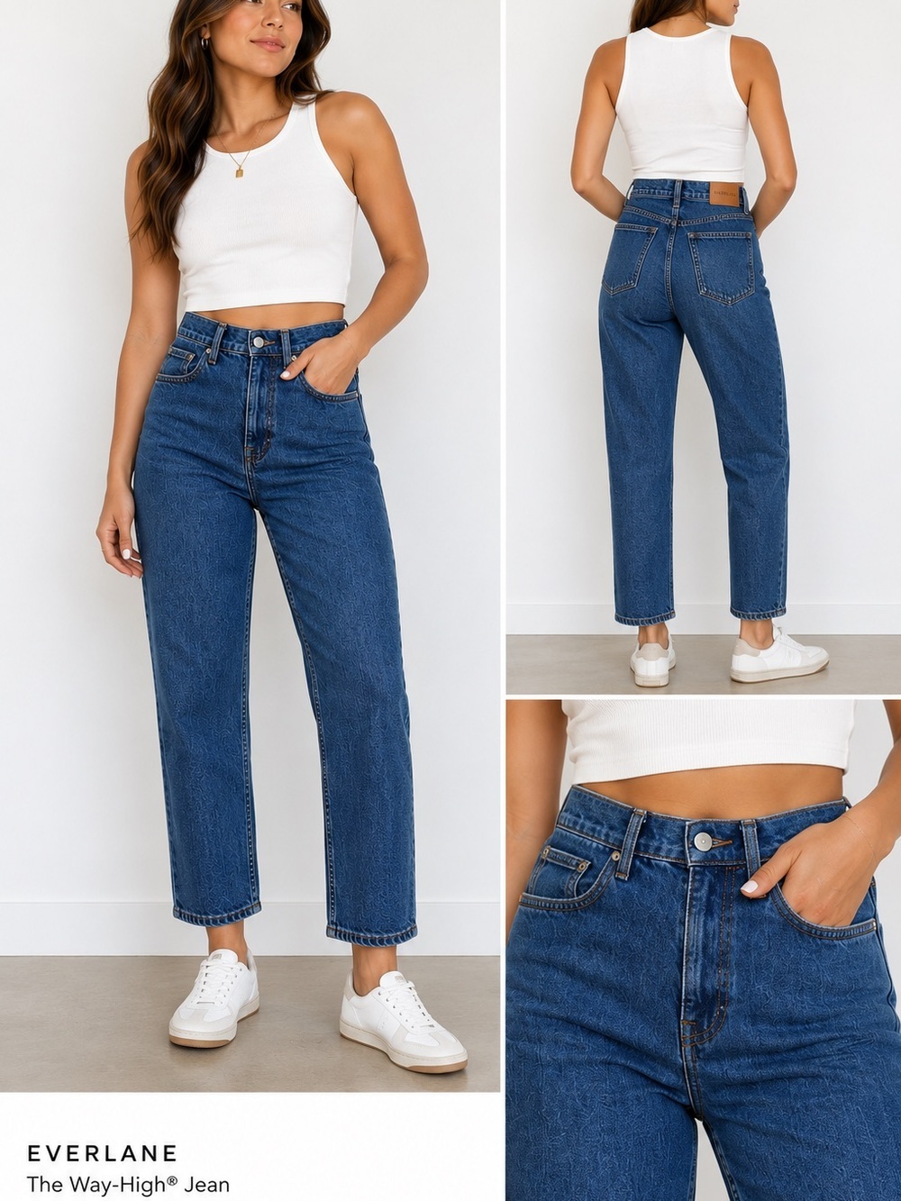 Everlane High-Rise Straight Jeans — Dark Blue Denim